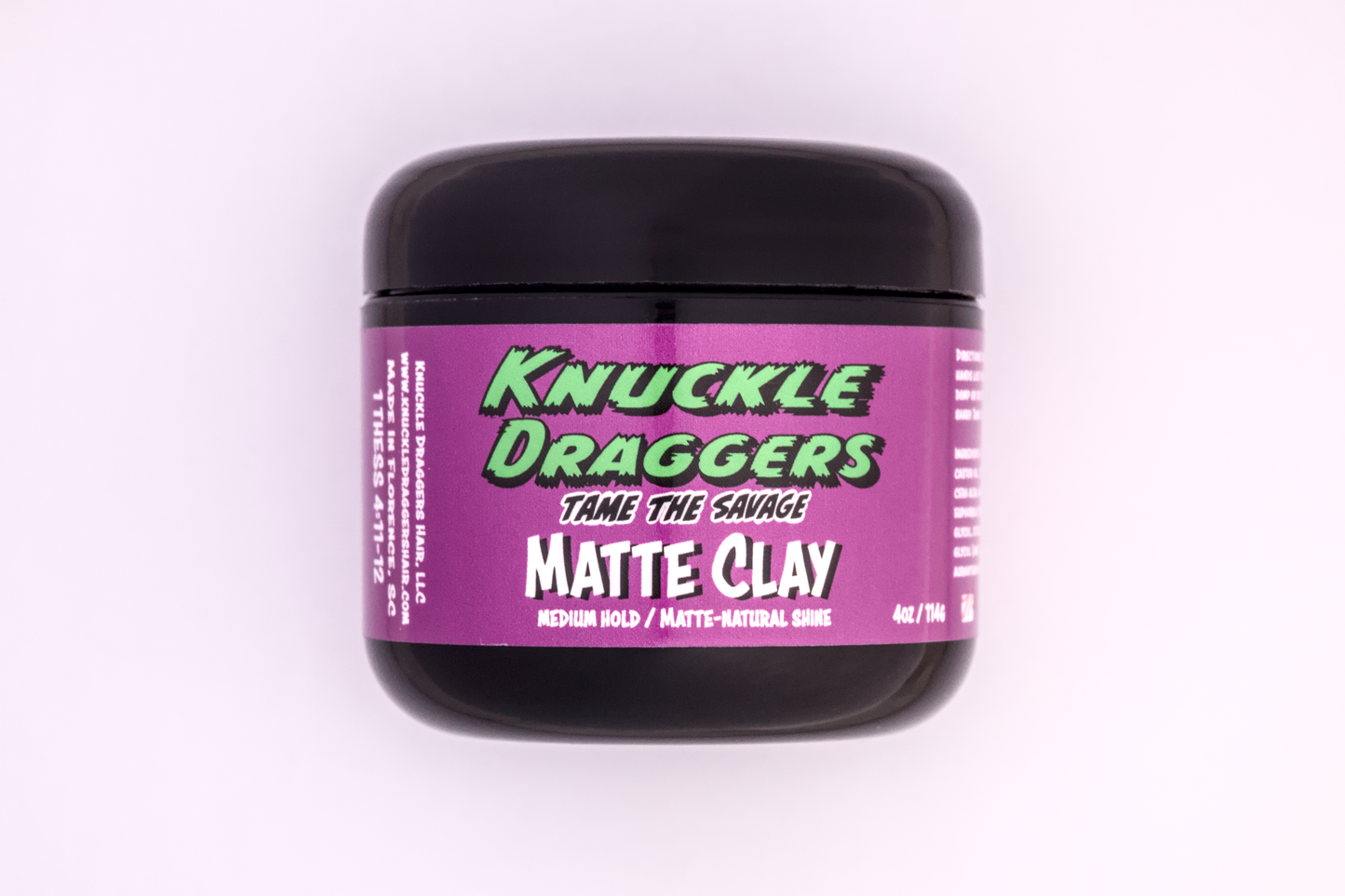 Matte Clay-Medium hold, matte to natural shine.